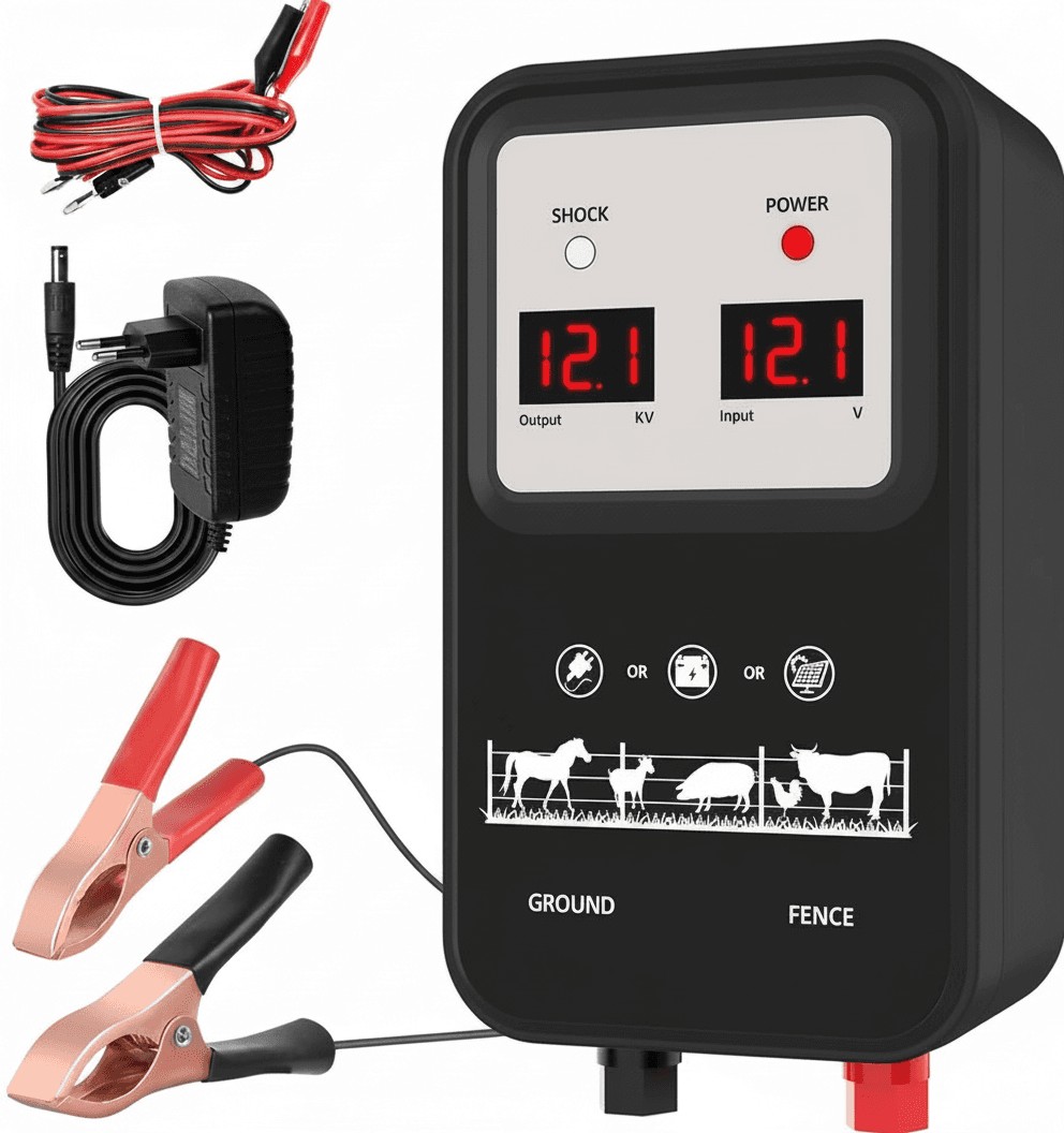 Energiser for electric fence, a standalone unit.