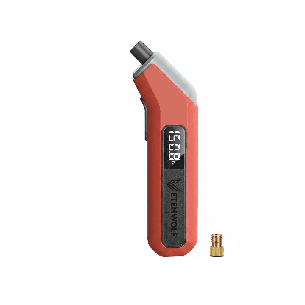 T300 Plus Digital Tyre Inflator, a compact device with a hose and digital display.