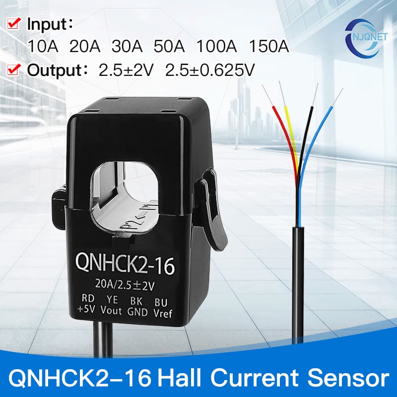 Split-core Hall effect current sensor for 10A to 100A applications.