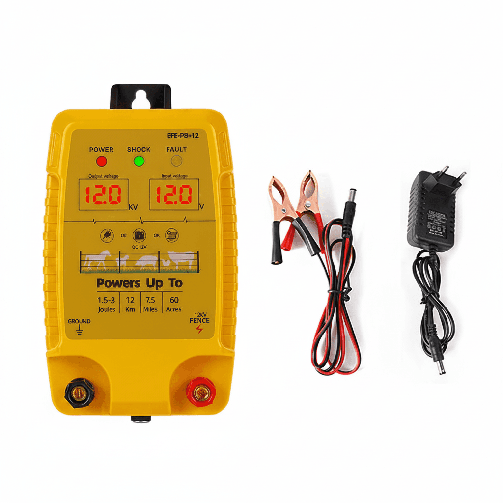 Fence Post Spike Energizer, a compact device for electric fences.