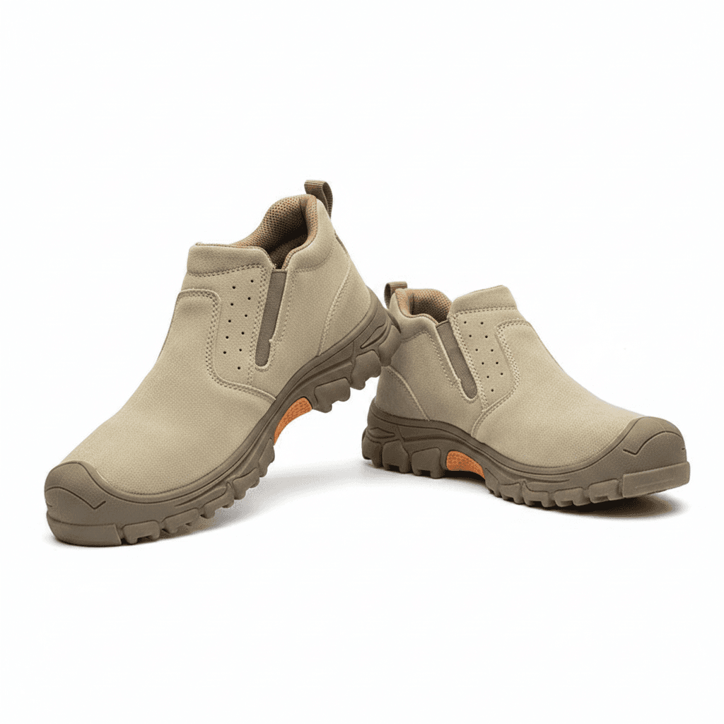 Steel Toe Cap Safety Boots, a pair of work boots.