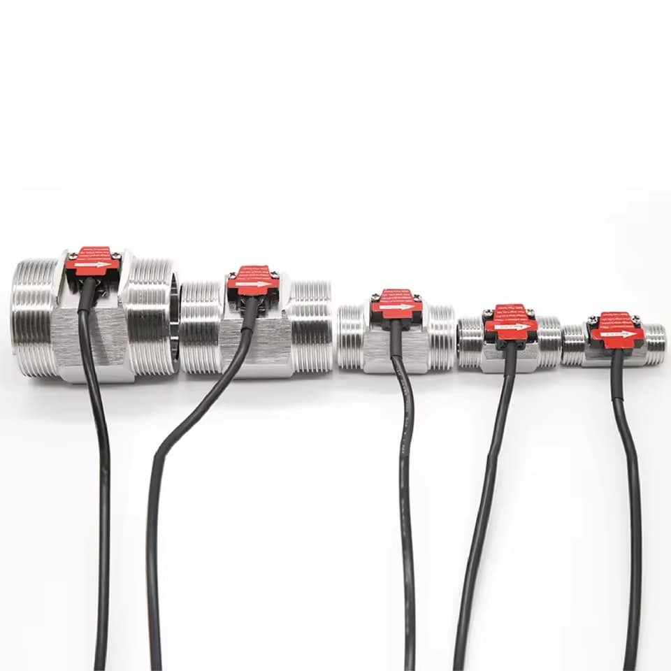 An industrial stainless steel Hall flow meter, an electromagnetic water flow sensor suitable for plumbing and water dispensers.
