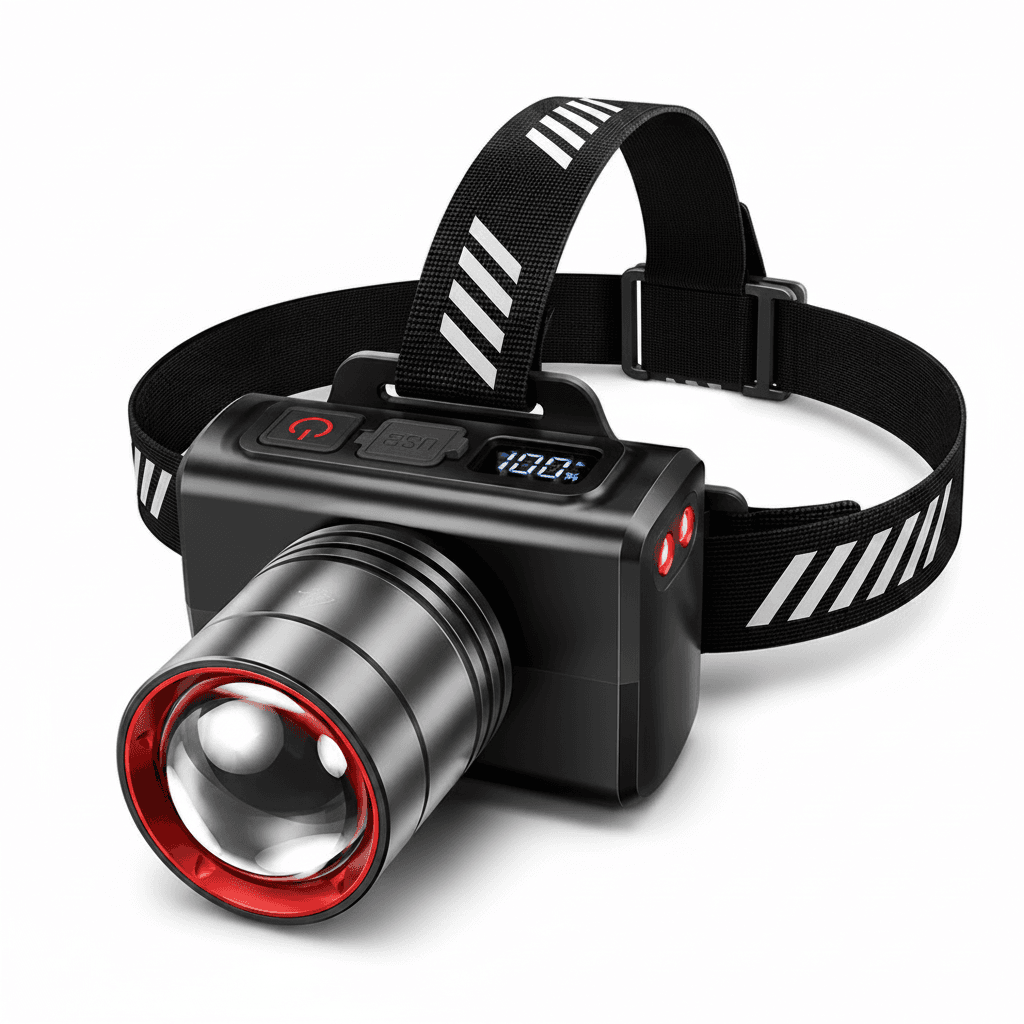 LED Rechargeable Head Torch, a compact lighting device.