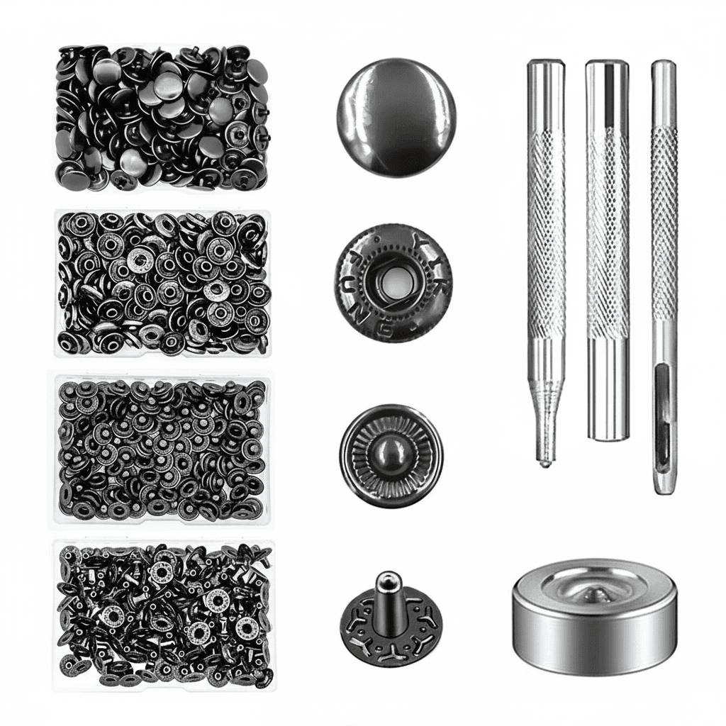 12.5mm Stainless Steel Fasteners, a set of four snap components.