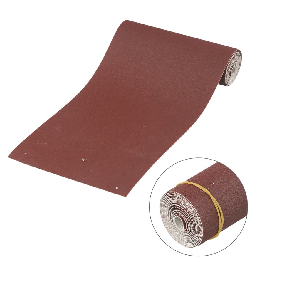 Sandpaper roll of various grits (80-800), ideal for an orbital sheet sander and woodworking.
