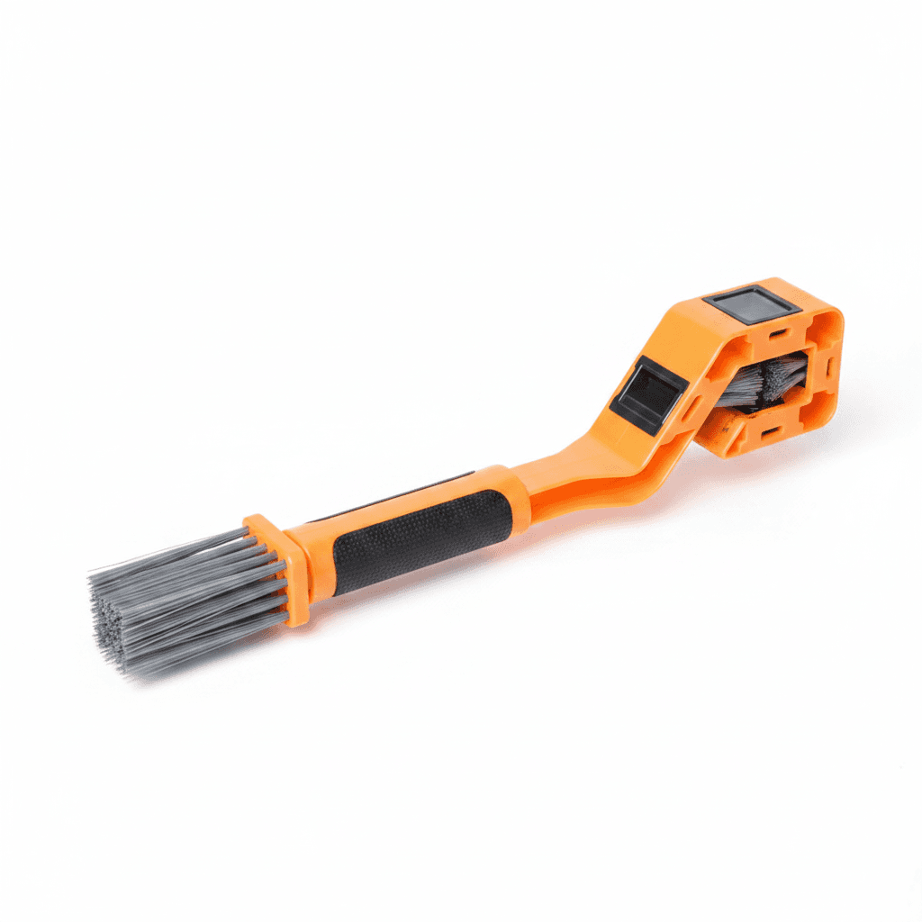 Radiator brush for cleaning, showing its long handle and flexible bristles.