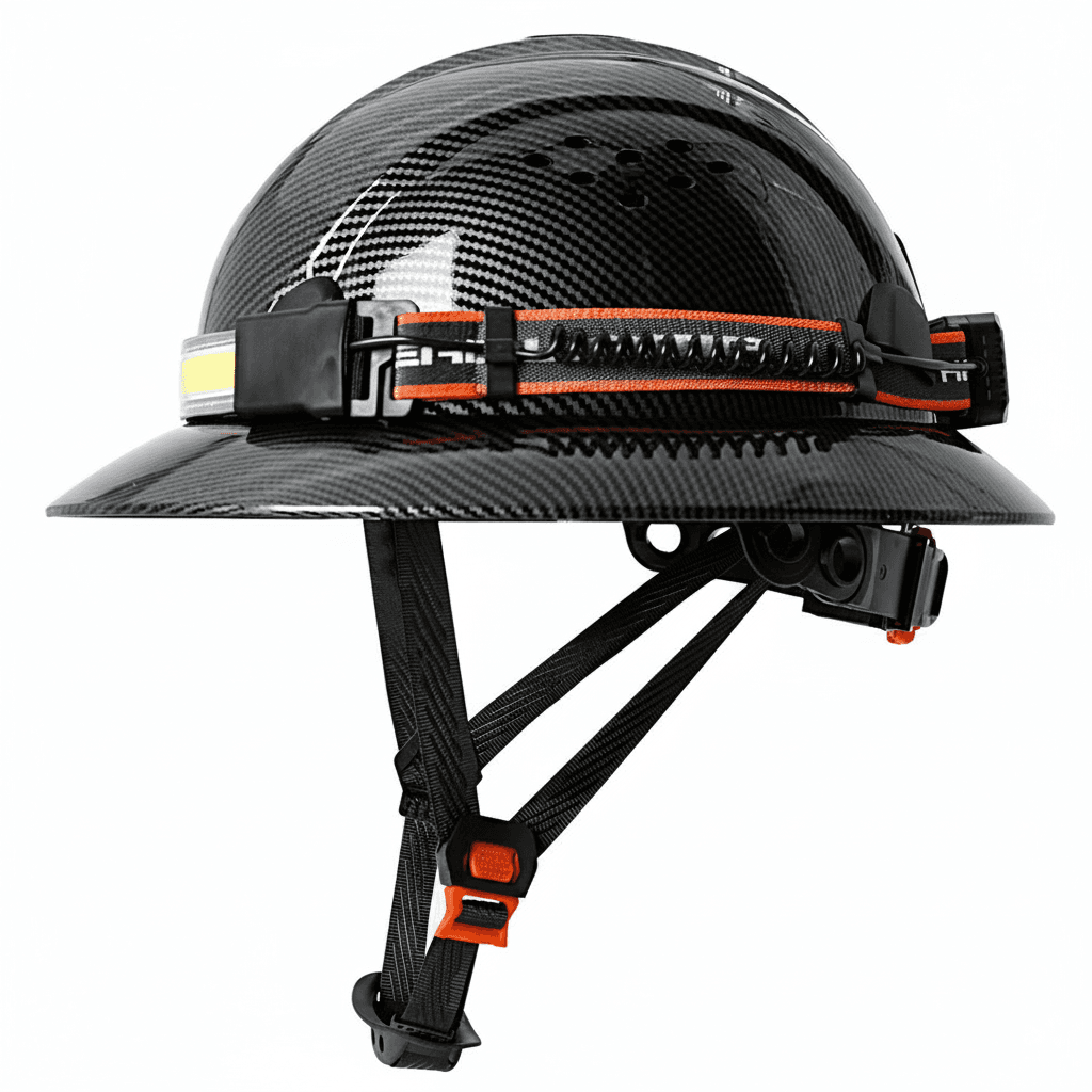 Carbon Fibre Full Brim Hard Hat.