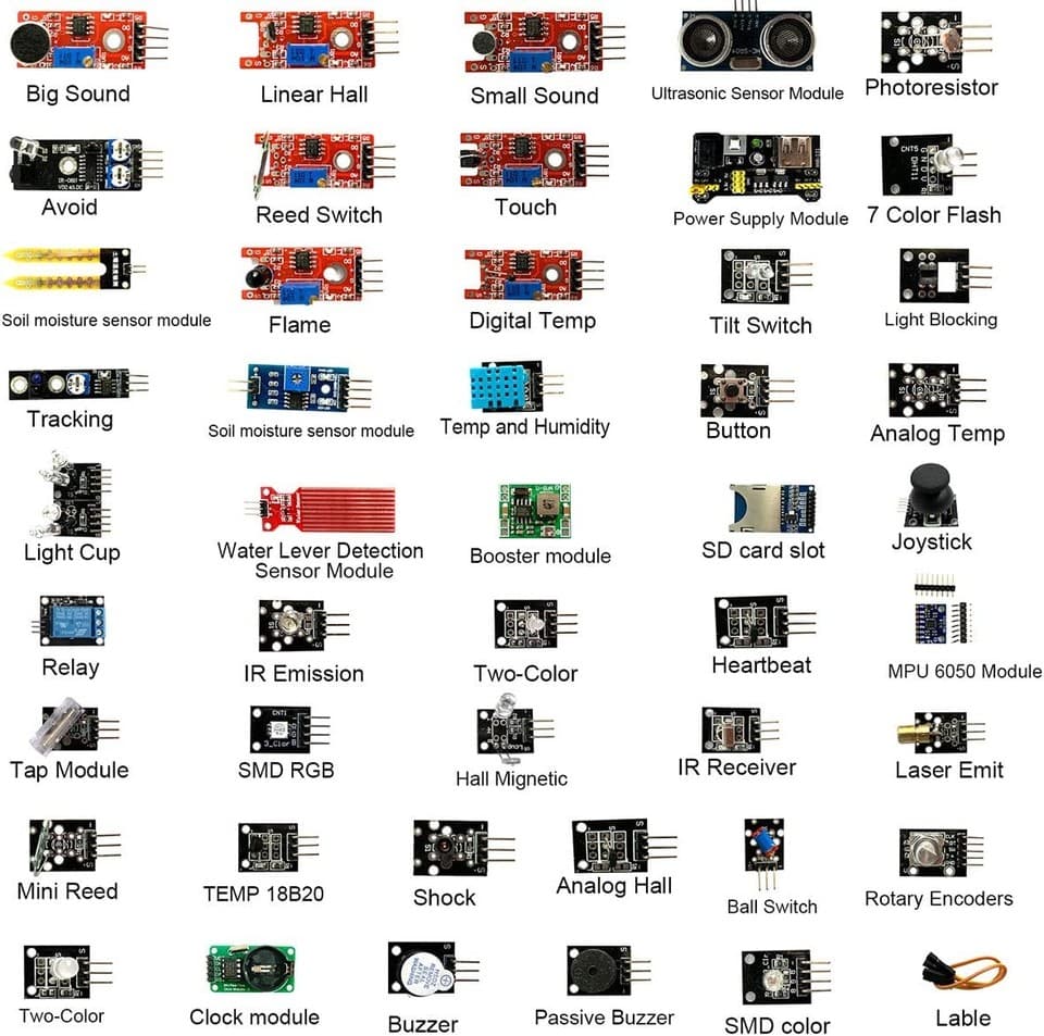 Arduino Raspberry Pi Sensor Kit (45pc) | Modules for UNO R3 MEGA2560