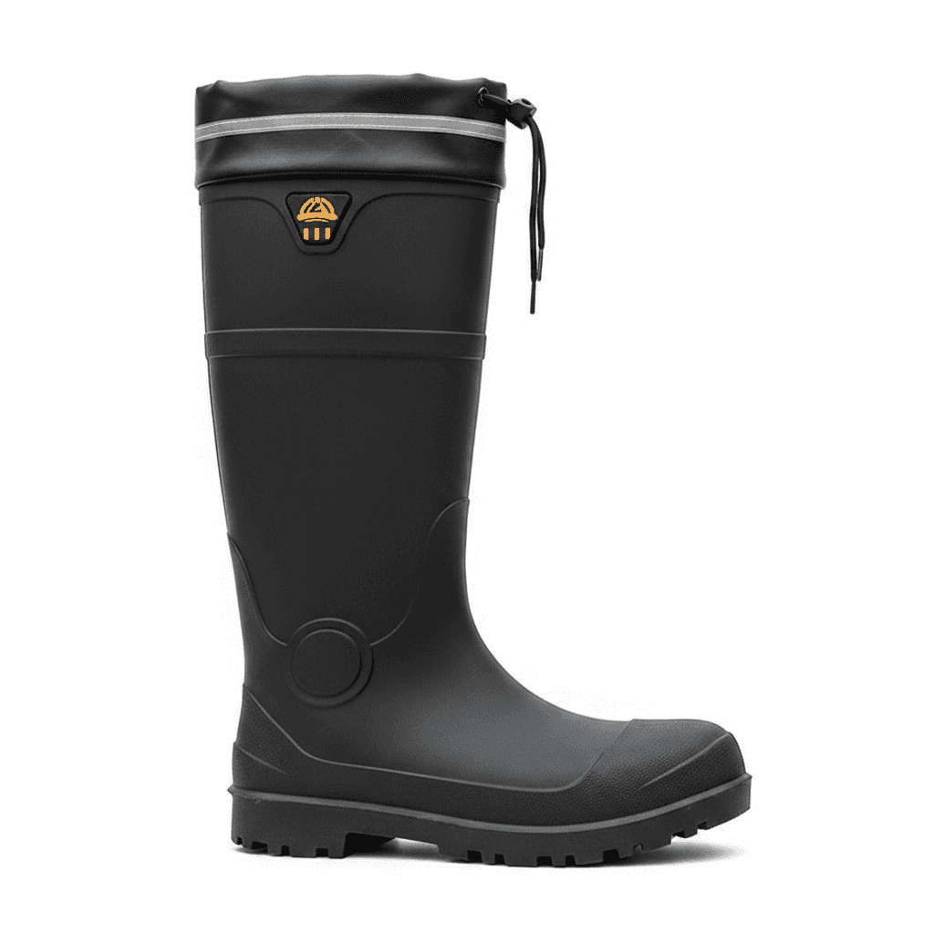 Men's Steel Toe Rain Boots, black, shown upright.
