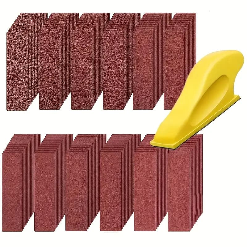 1-121Pcs hand grinder kit featuring a 3.5"x1" mini detail sander block for wood and metal projects.