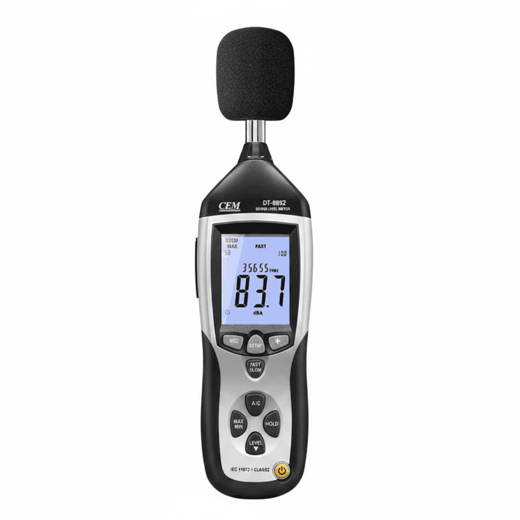 Sound Level Meter 8852, a grey and black handheld device.