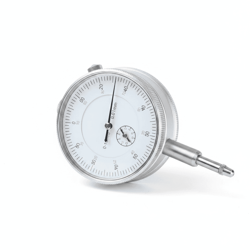 Dial test indicator with magnetic base, front view.
