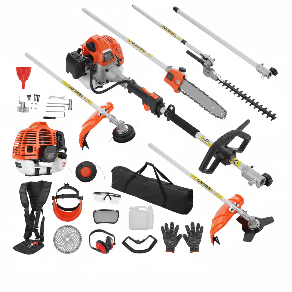 52CC 6-in-1 Petrol Hedge Trimmer | Multi-tool Brush Cutter & Pole Saw