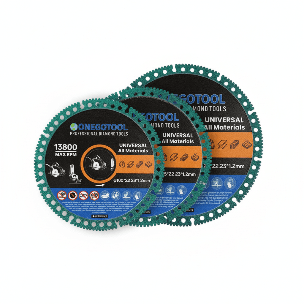 A selection of composite multifunctional cutting saw blades, including ultra-thin flap discs for angle grinders.