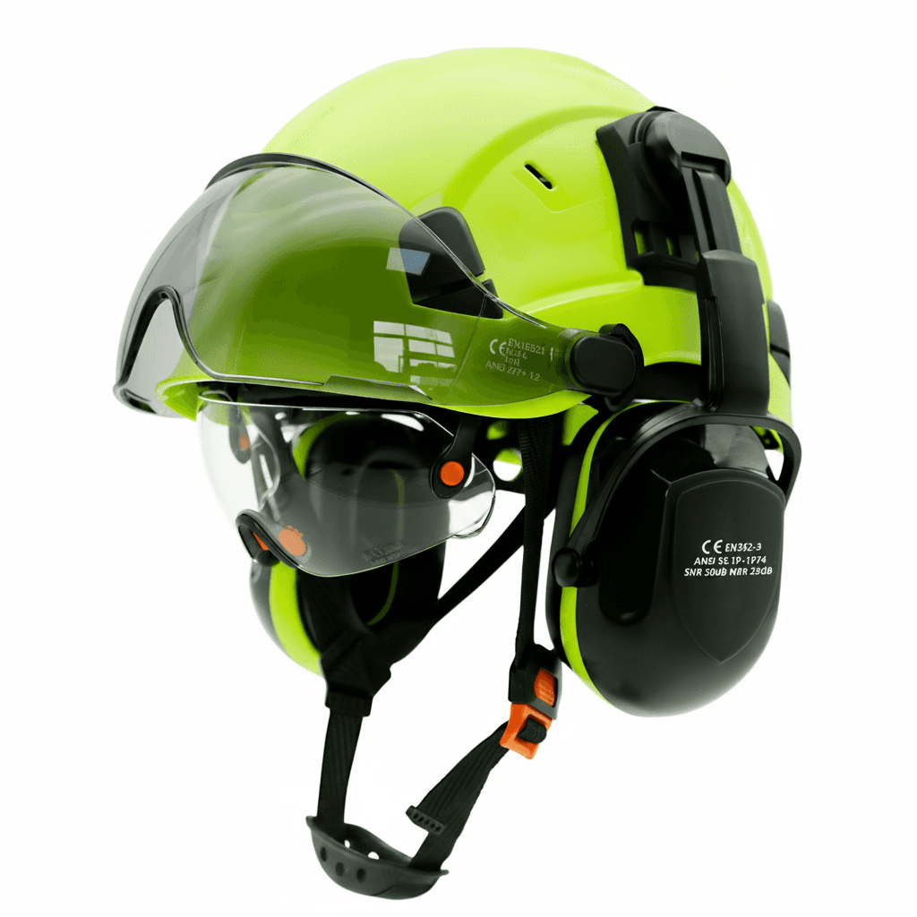 Safety helmet visors: a clear protective shield.