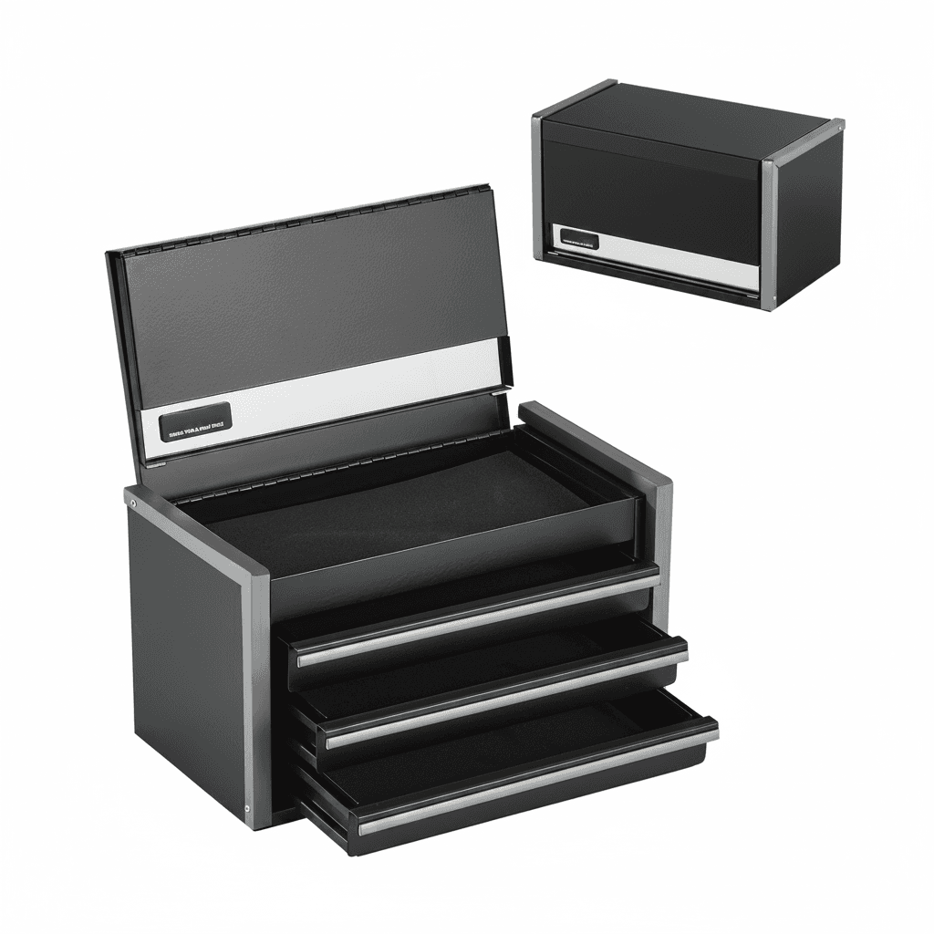 8.6in 3 Drawer Metal Tool Box | Portable with Feet Pads | Ball Bearing Storage