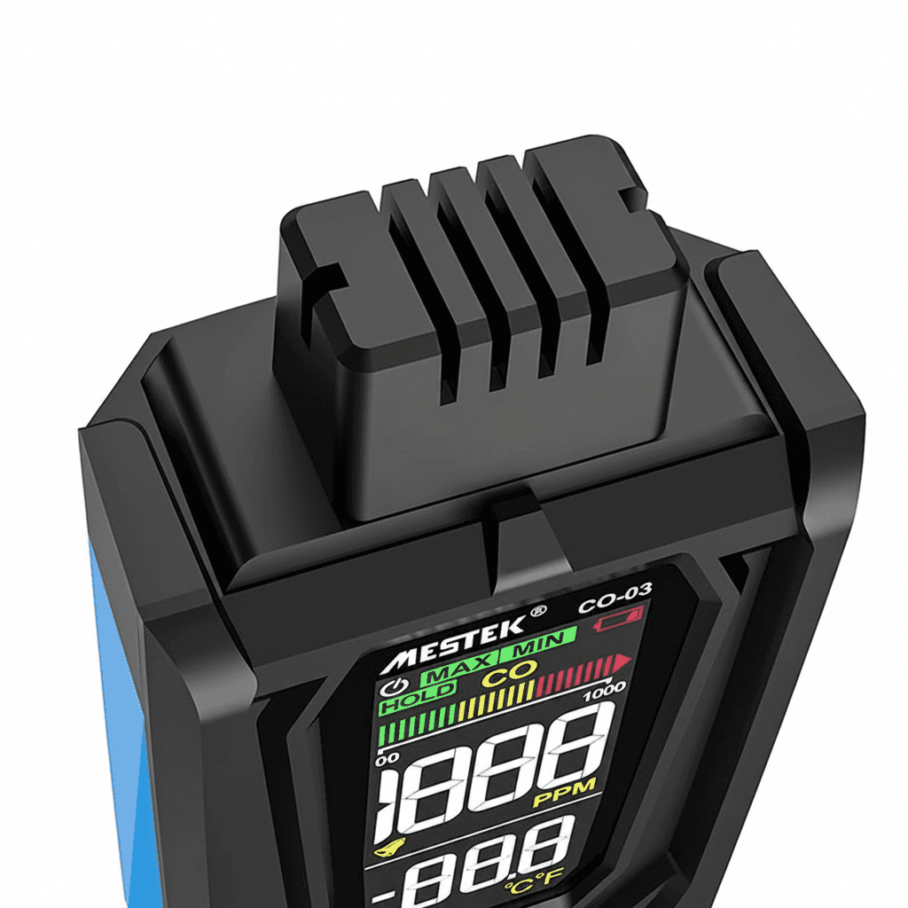 Mestek Carbon Monoxide Detector, front view.