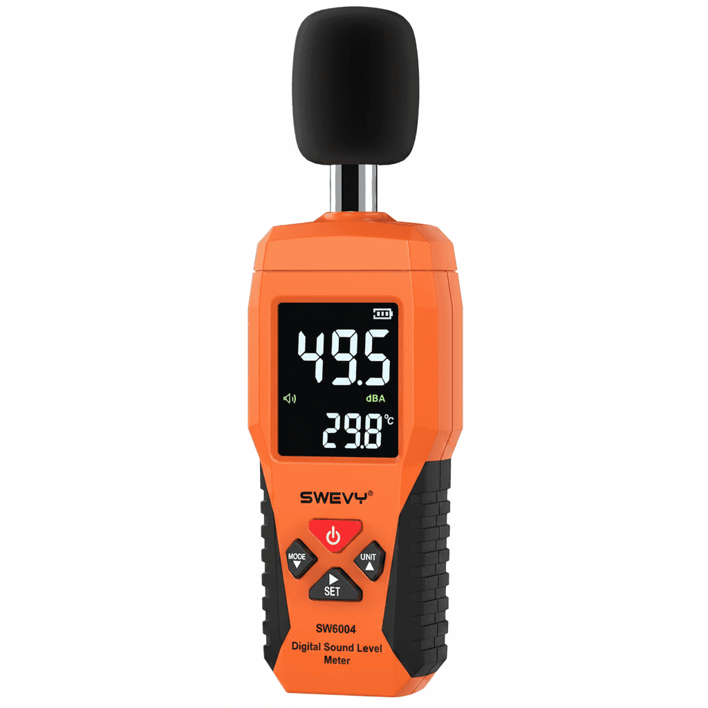 Digital Decibel Meter, front view.