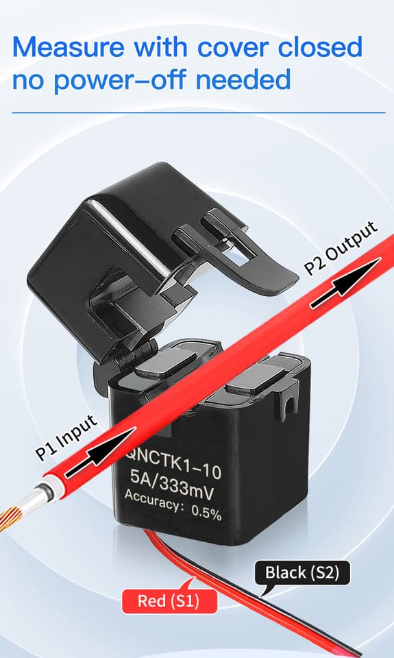 QNCTK1-16 100A 333mV and QNCTK1-10 50A 333mV split core current sensor transformer clamp CT.
