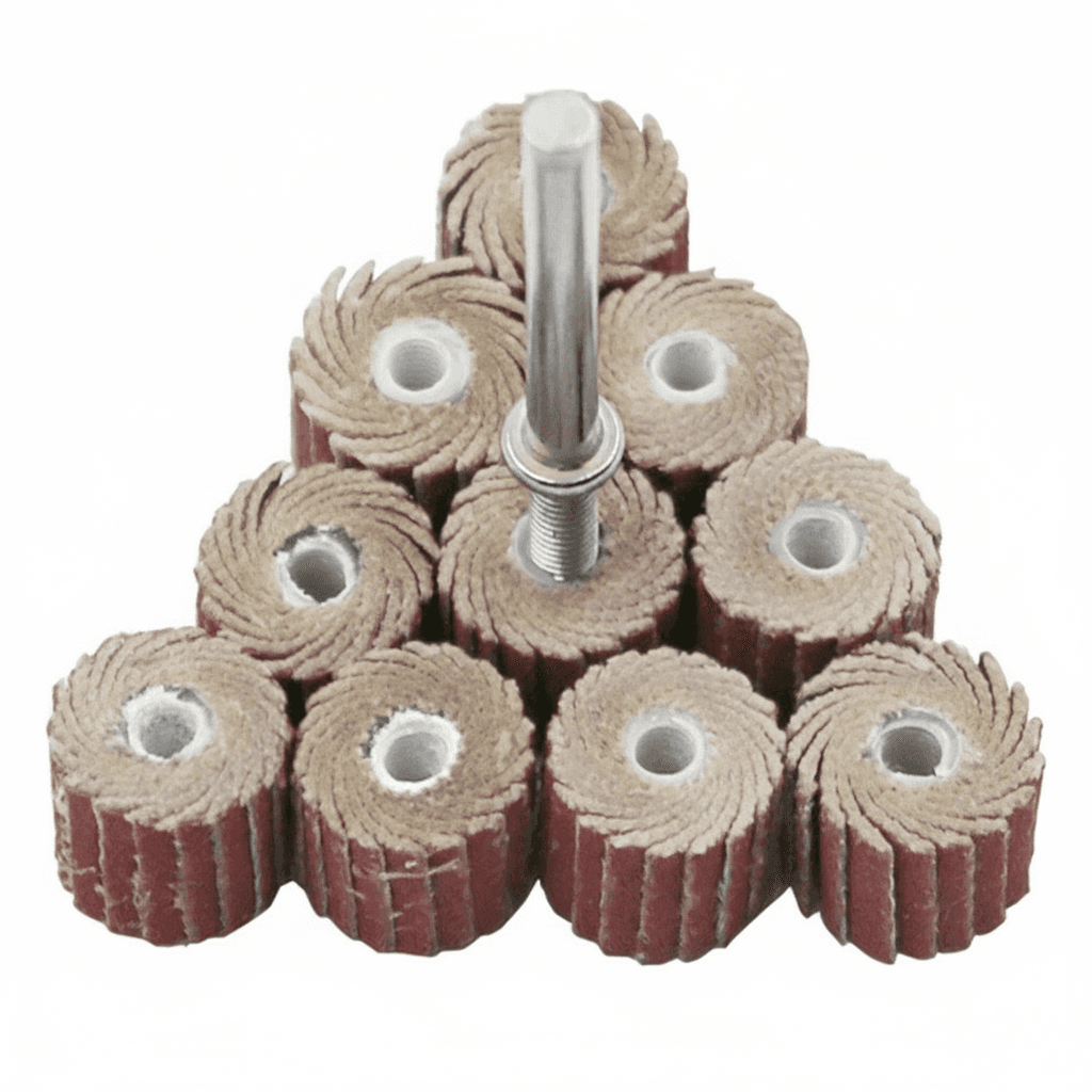 A 10-piece set of flap wheel disc sanding drill abrasive sandpaper, excellent fibre sanding discs for rotary tools.