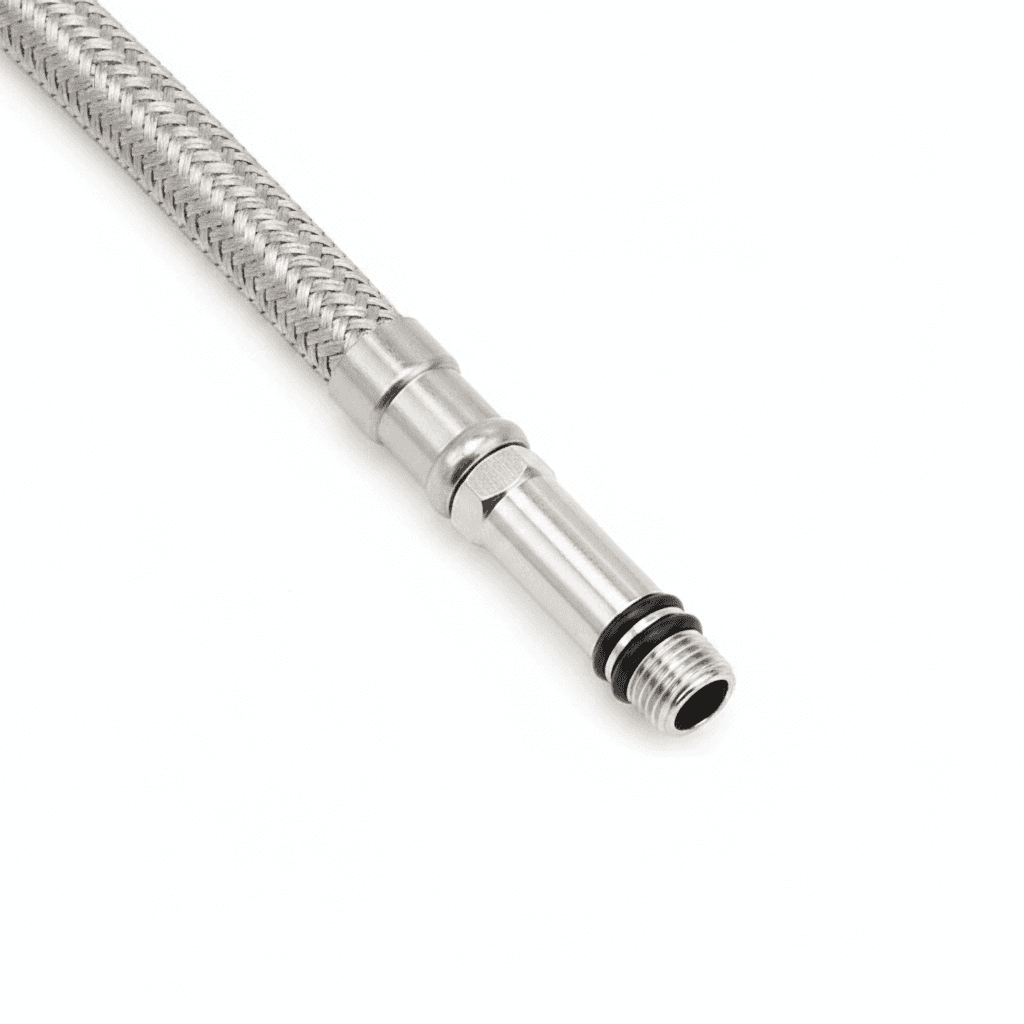Washing machine hose M10*1, a single product shot.