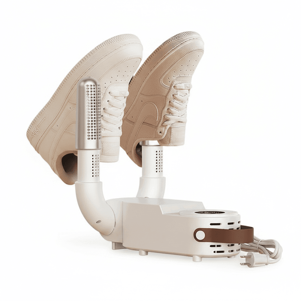 Foldable Boot and Shoe Dryer, compact and ready for use.