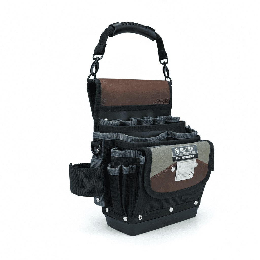 Hard Bottom Tool Bag | Belt Clip & Open Top | Electrician Plumber HVAC