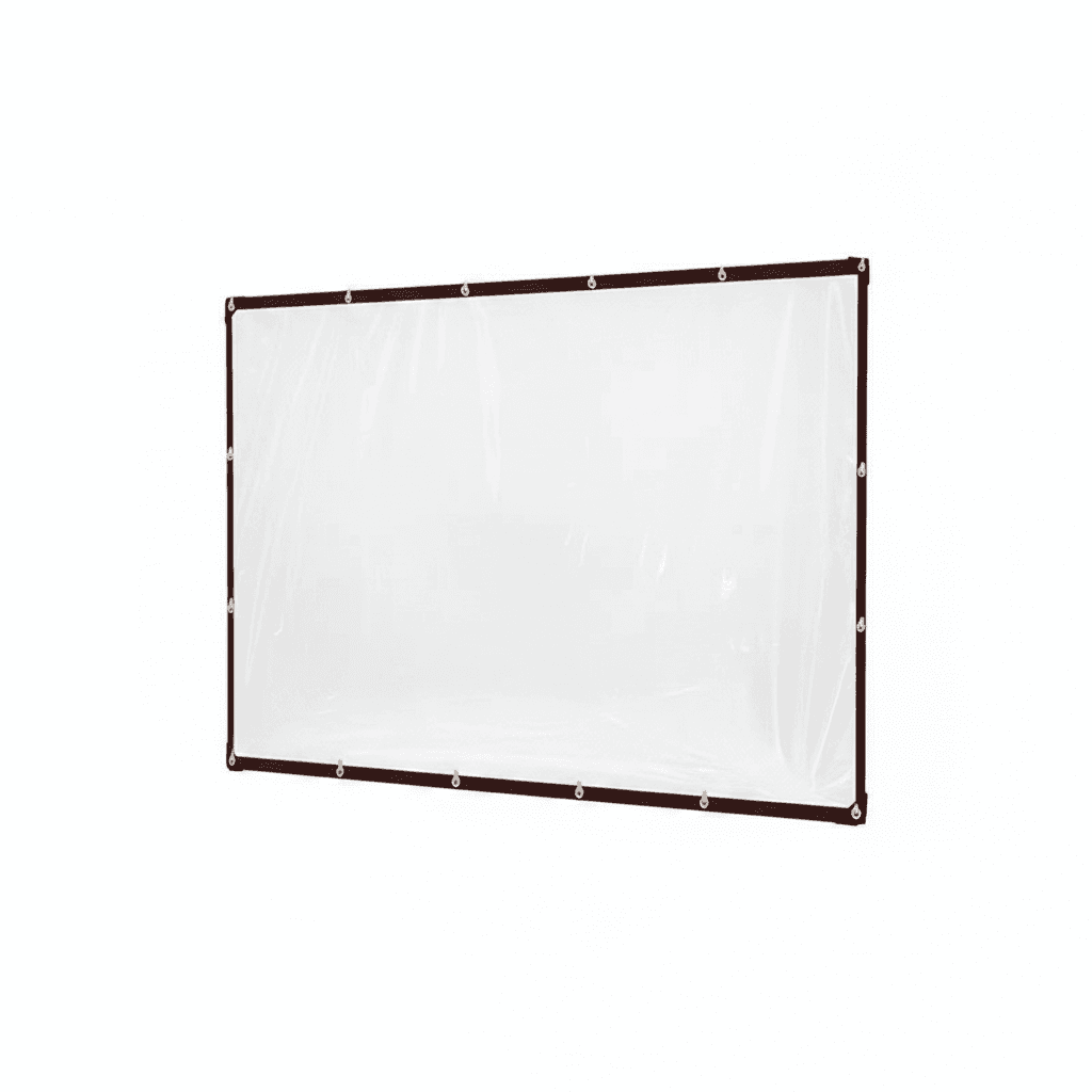 Heavy Duty Clear Tarpaulin, rolled up and ready for use.
