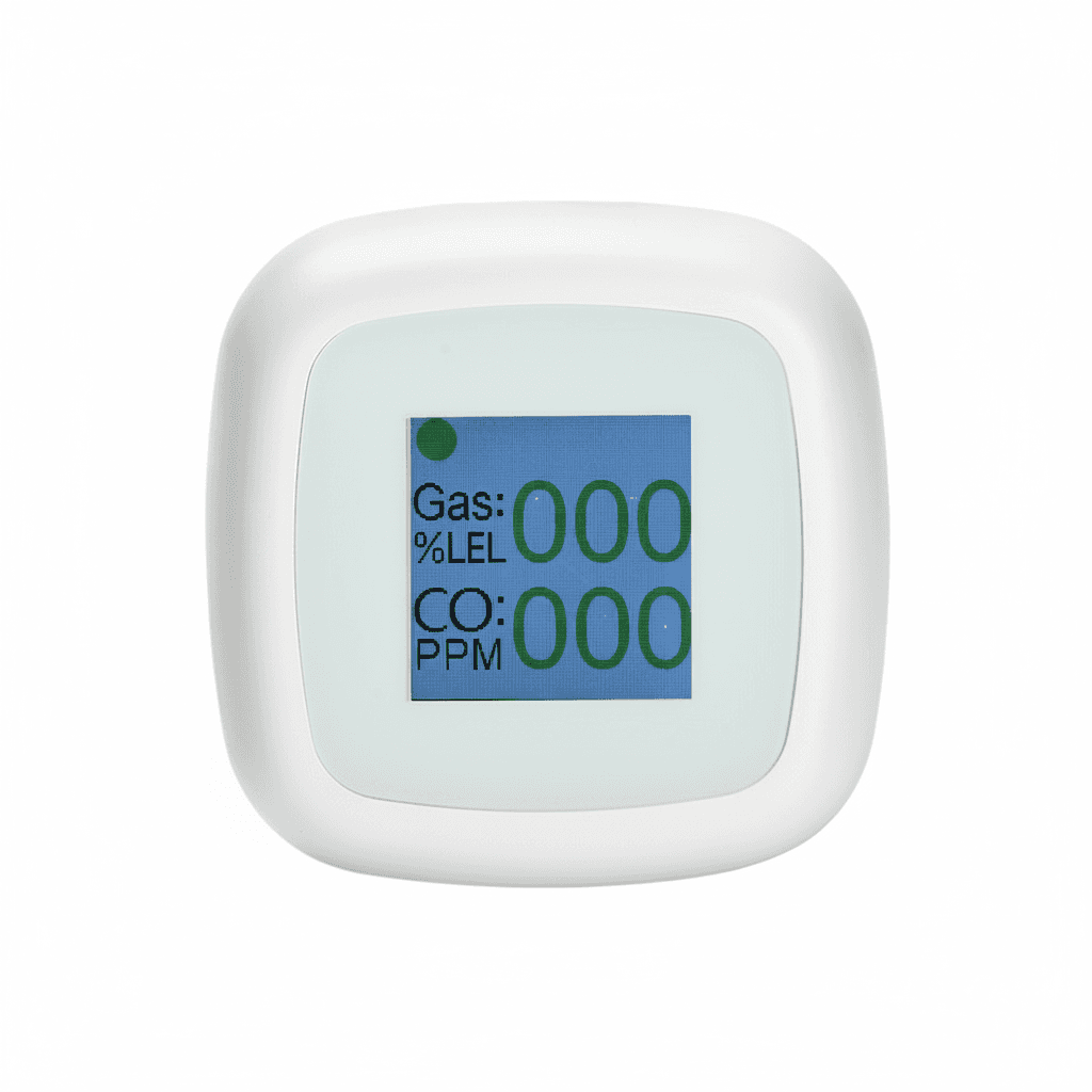Carbon monoxide detector, front view.