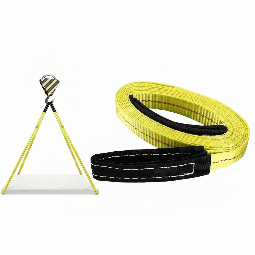 2x 10ft Lifting Straps, a pair of yellow straps laid flat.
