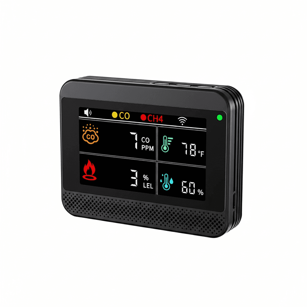 Tuya WiFi Carbon Monoxide Detector, front view.