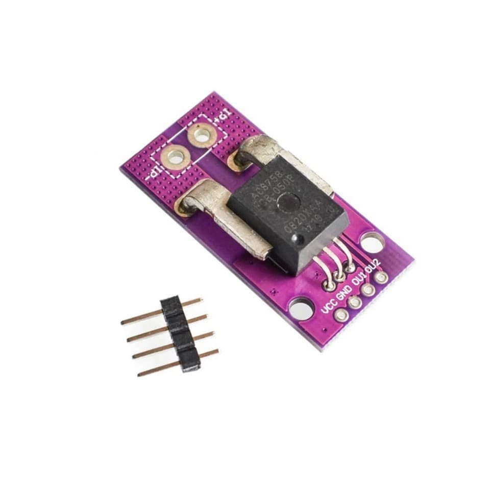 A 50A/100A Hall effect sensor module (ACS758) for linear analog AC/DC current measurement, 3.3V-5V.