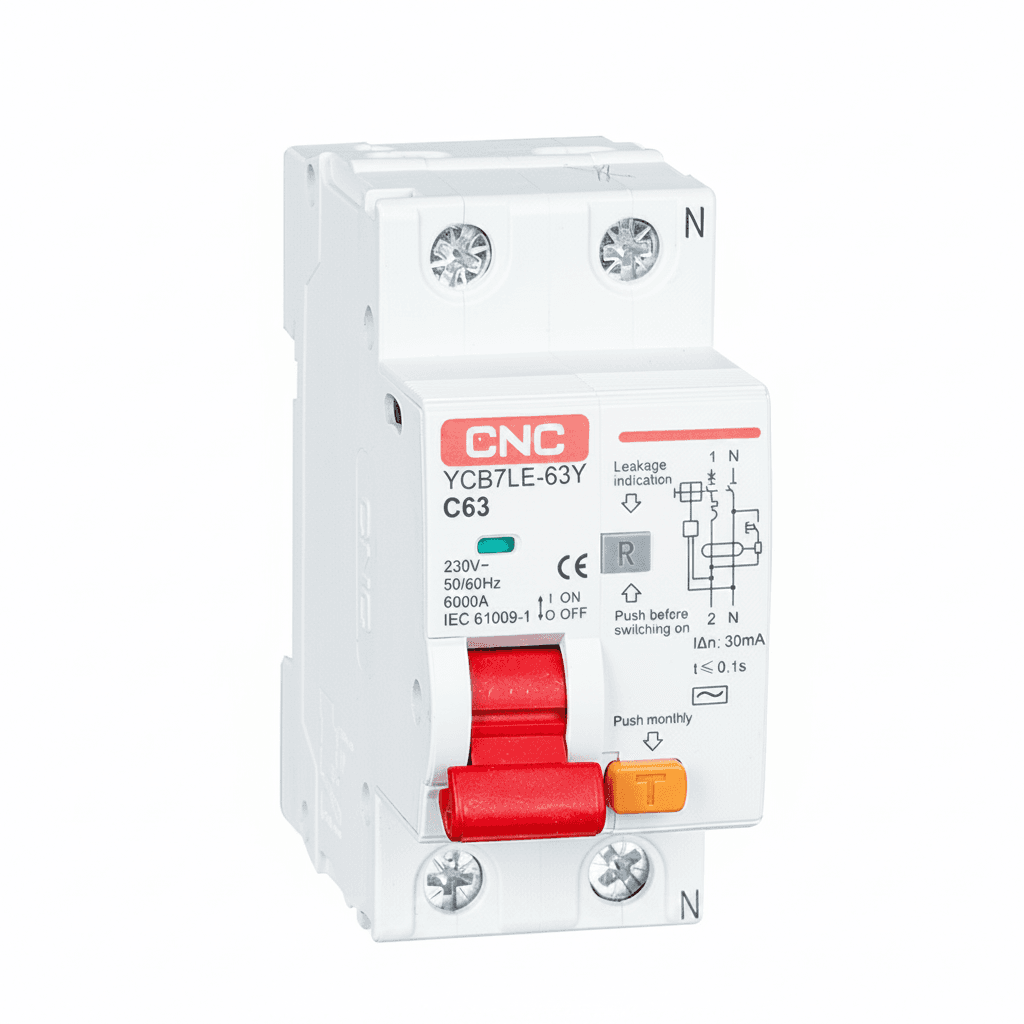 YCB7LE-63Y Miniature Circuit Breaker | 30mA RCBO Overcurrent Protection - Image 1