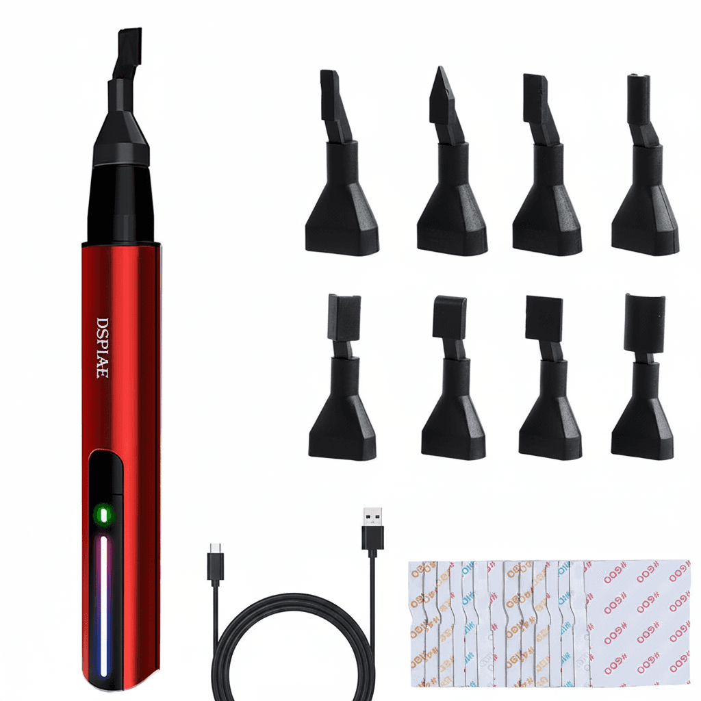 A portable electric spindle sander pen, USB rechargeable with 3 gears and overload protection for detailing.