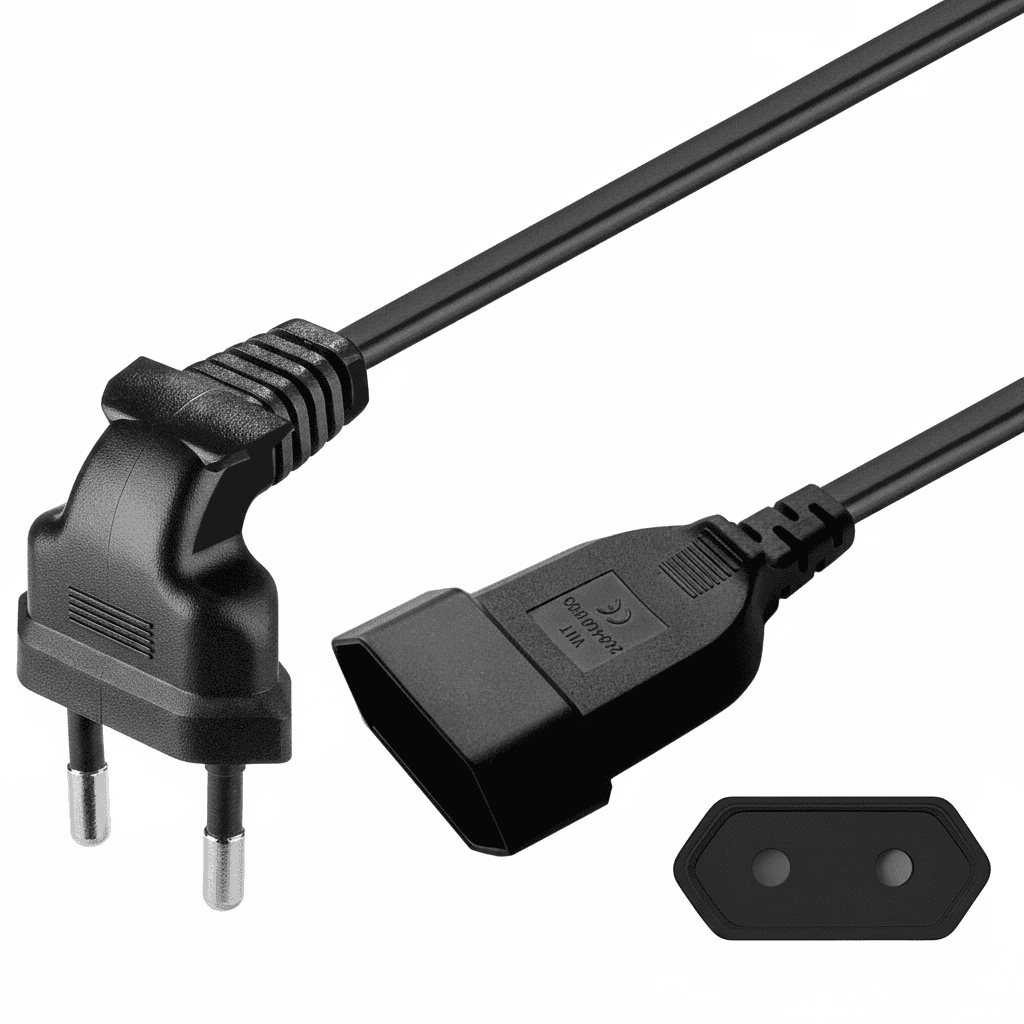 European Extension Lead | Angled 2-Prong Power Cable | Male to Female