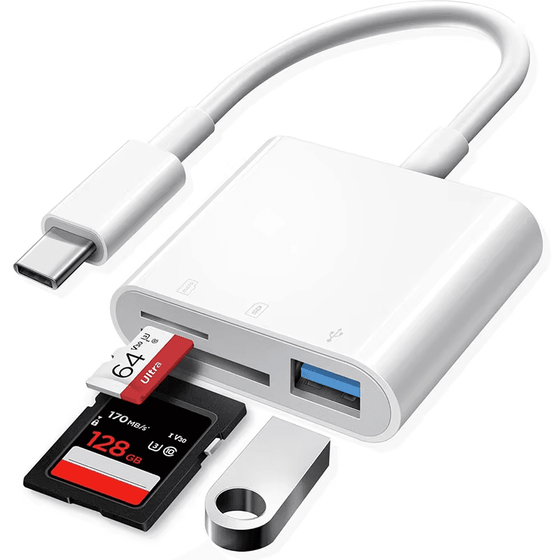 USB-C Card Reader | 3-in-1 SD, TF, CF Adapter for MacBook Pro
