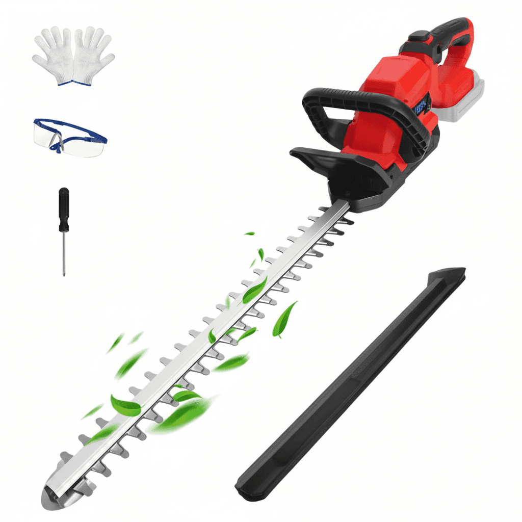 Brushless hedge trimmer, a powerful gardening tool.