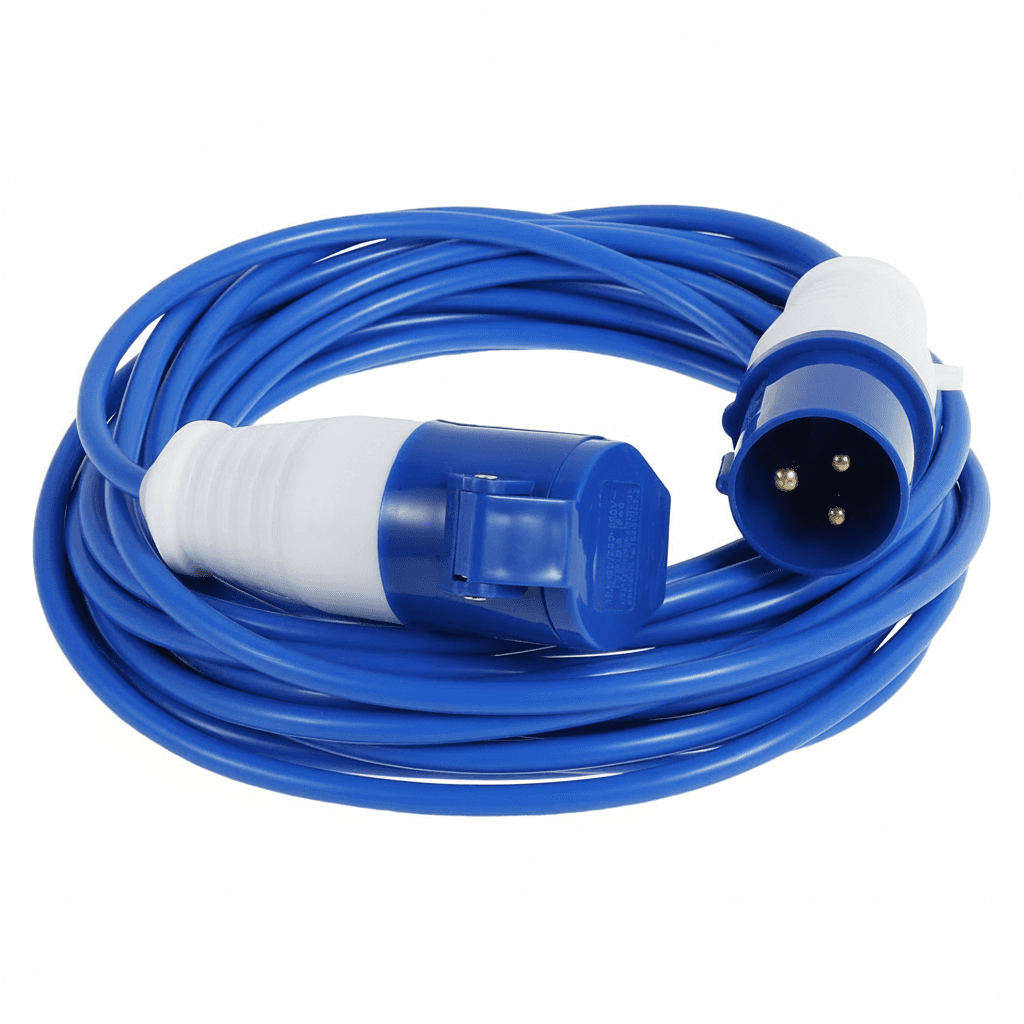 Heavy Duty Rubber Extension Lead | 16A 240V Hook Up Cable | Outdoor & Caravan Use