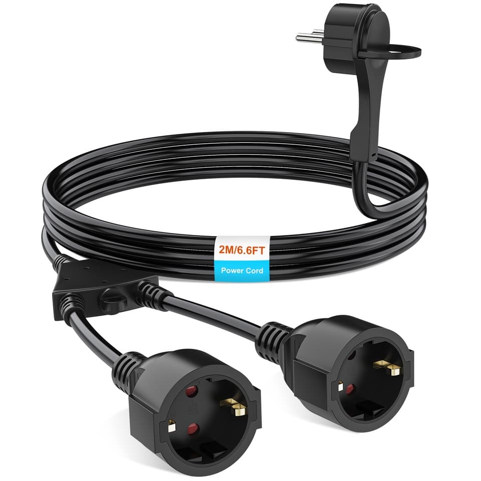 EU straight/pull ring plug extension cord expansion socket 4000W 16A 250V IP44, suitable for an extension reel 25m.