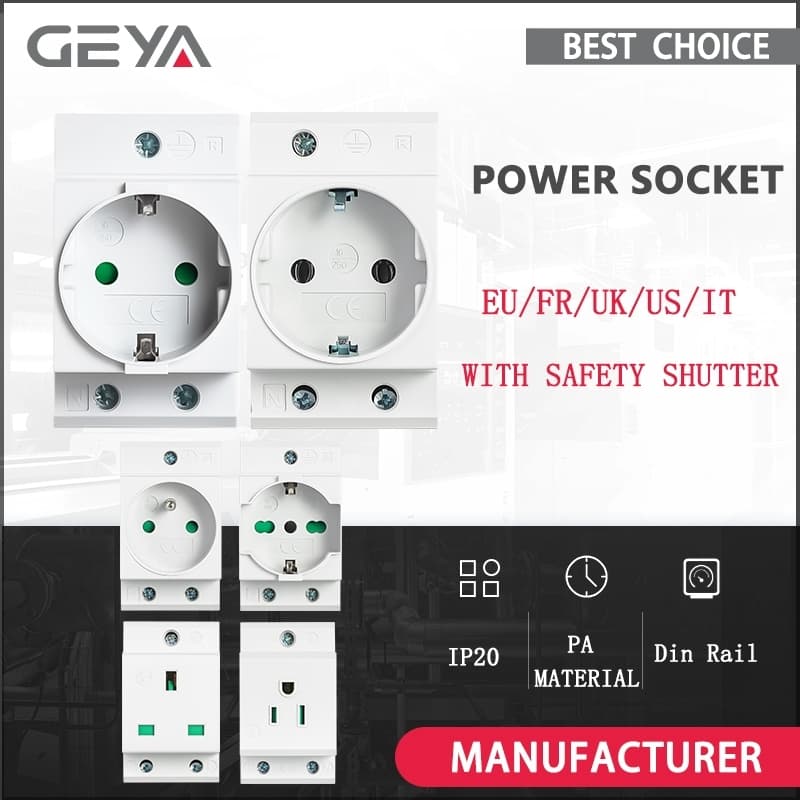 Socket | Grey DIN Rail Mount Power Adapter | 16A 220V AC30