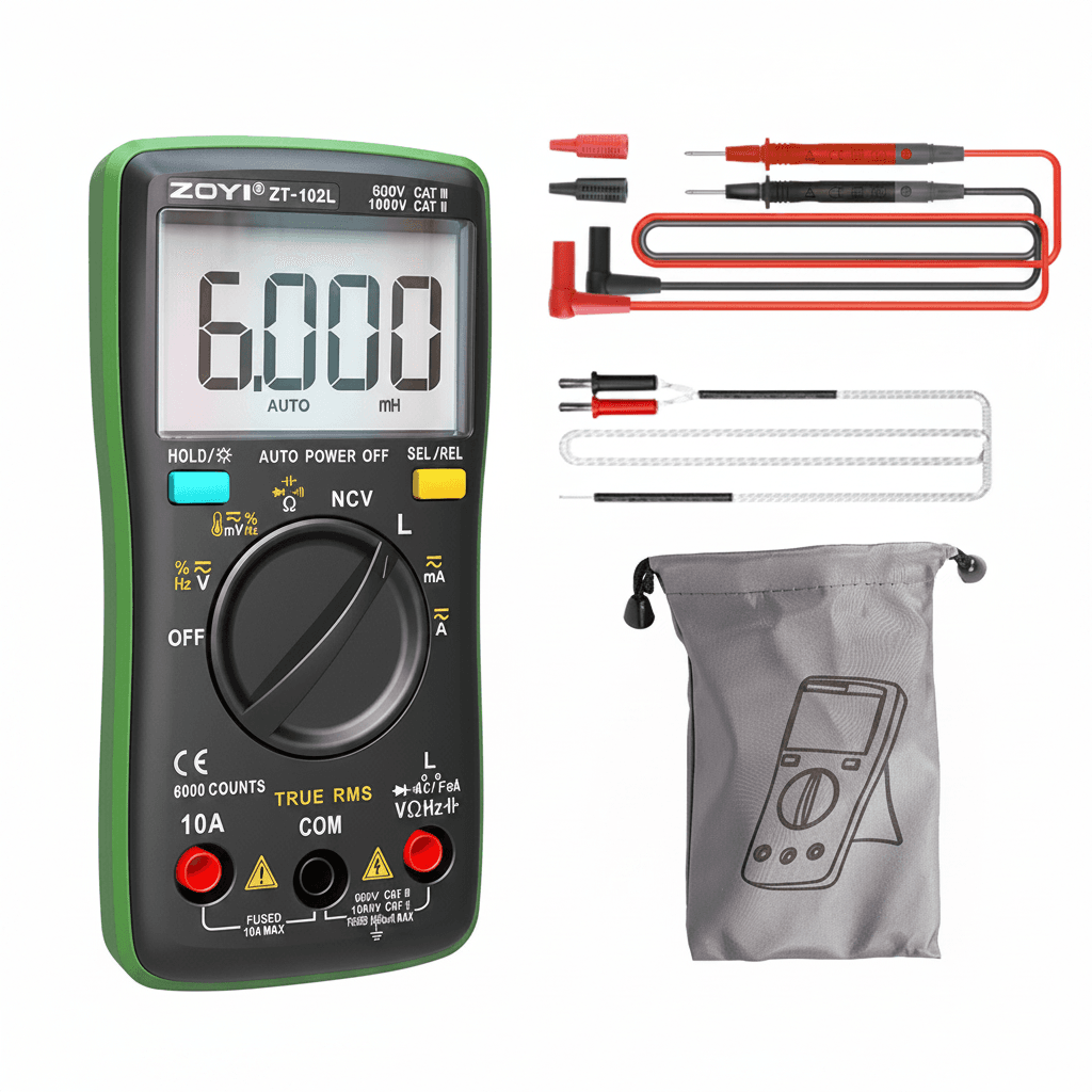ZT-102L Multimeter | 60H Inductance & Capacitance | Temperature & NCV