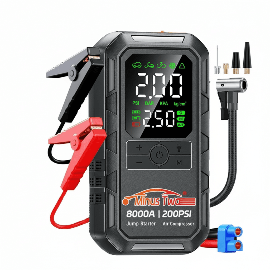 Jump Starter with 150PSI Air Compressor | Digital Tyre Inflator | Car Battery Charger