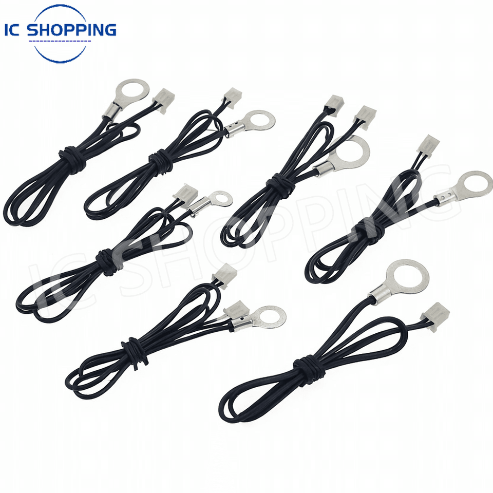 A 10-piece set of NTC temperature sensor OT probes with copper rings, featuring a B3950 1% thermistor.
