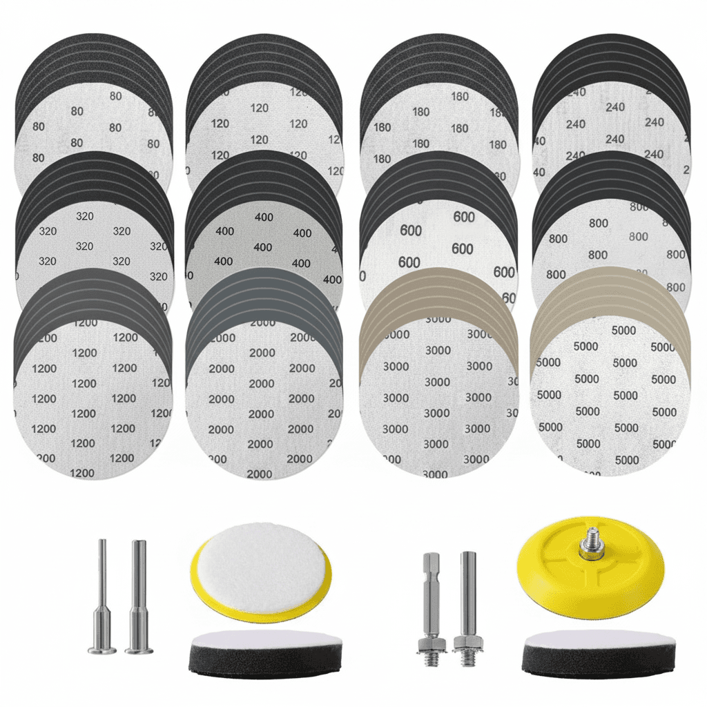 for Cordless Sander | 60-Piece 75mm Set | Wet & Dry Sandpaper