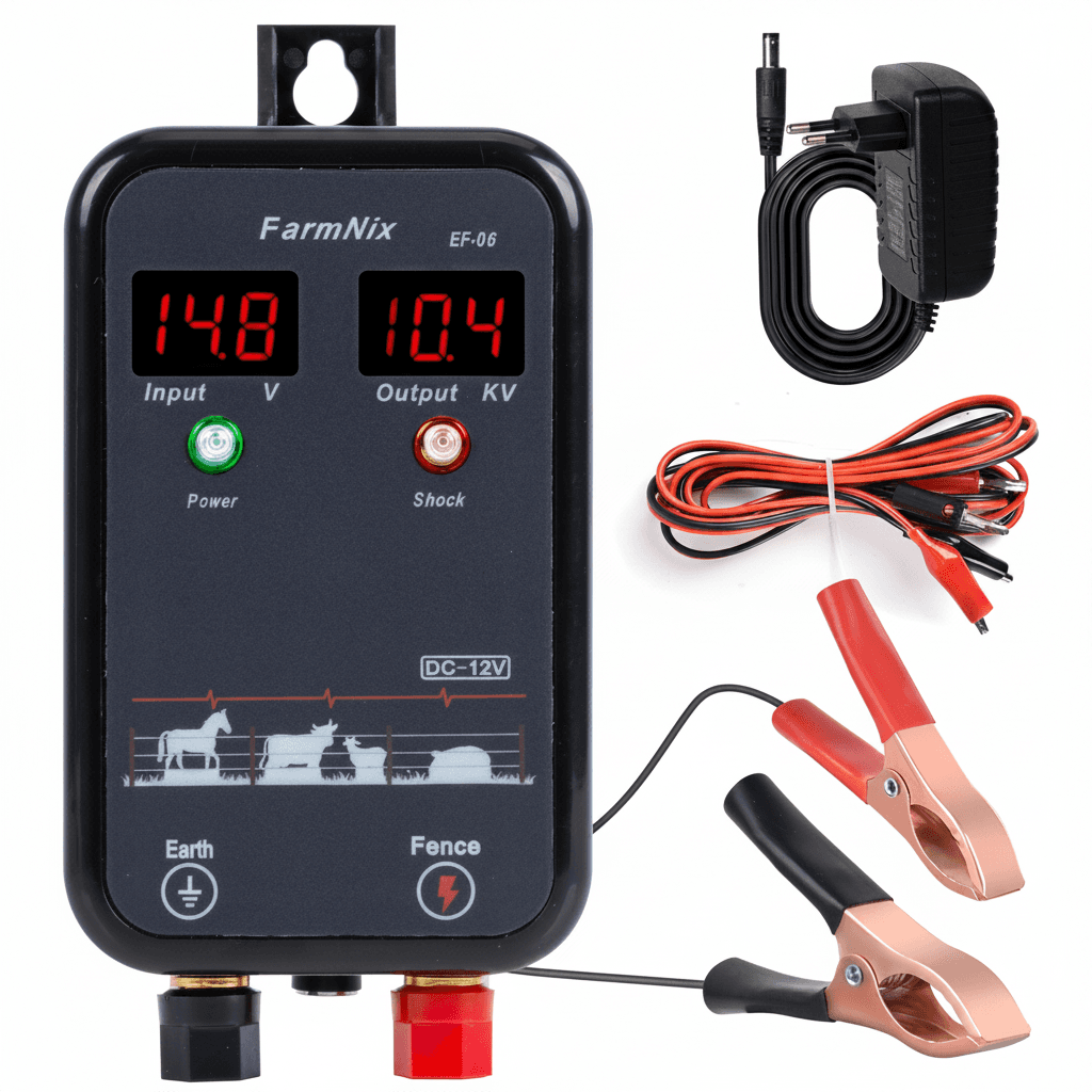 8KM Electric Fence Energiser, front view.