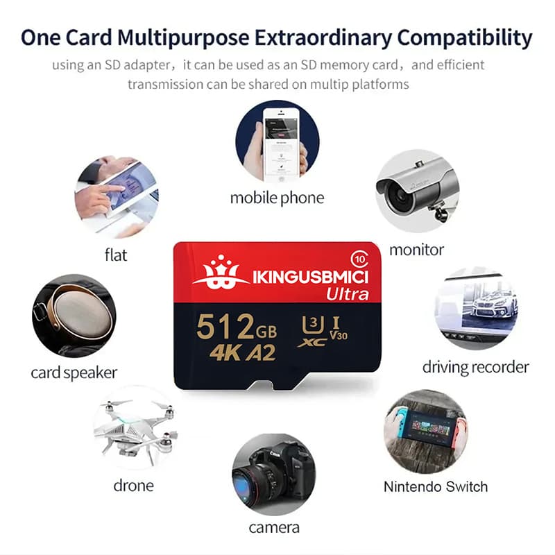 A micro sd card, available in capacities from 32GB to 512GB, offering fast U3 performance.