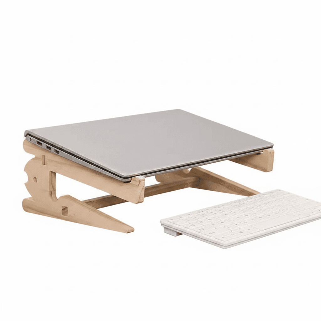 Solid Wood Laptop Stand | Vertical Bracket & Cooling Base | MacBook Air/Pro