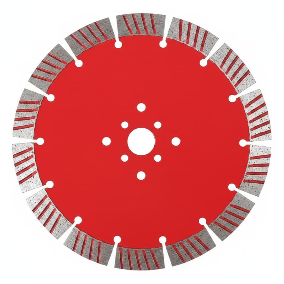 Premium 210mm diamond saw blade for dry cutting marble, concrete, porcelain tile, granite, and quartz stone.