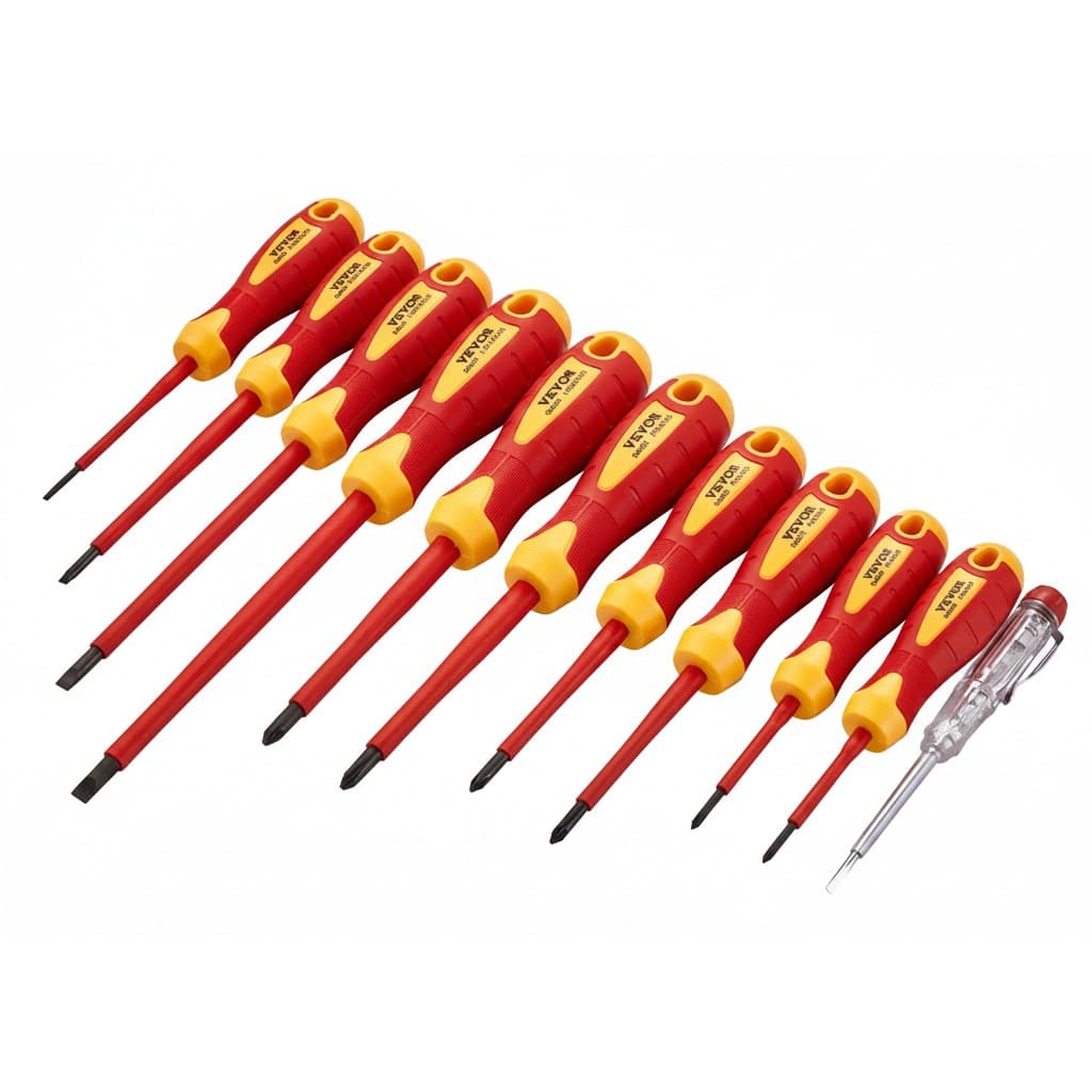 SucceBuy 1000V insulated screwdriver set with magnetic tips, professional electrician tools in a durable storage case.