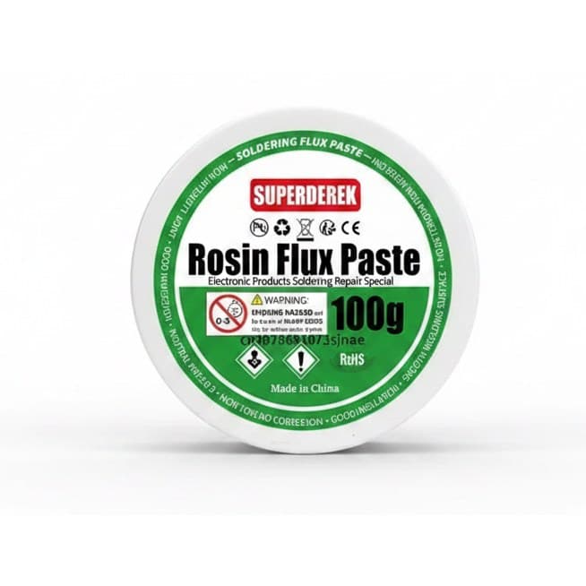 Lead-free solder paste flux in a syringe for precision electronics repair, ideal for phone board and soldering work.